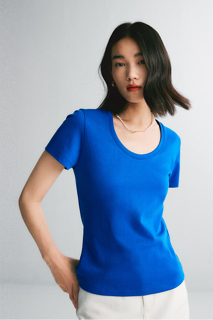 U-Neck Solid Short Sleeve T-Shirt