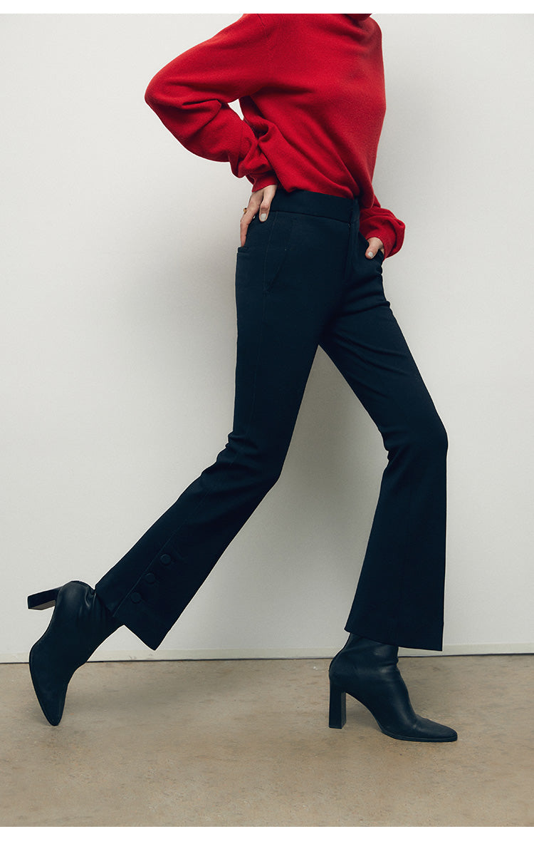 Straight-Leg Flared Pencil Pants