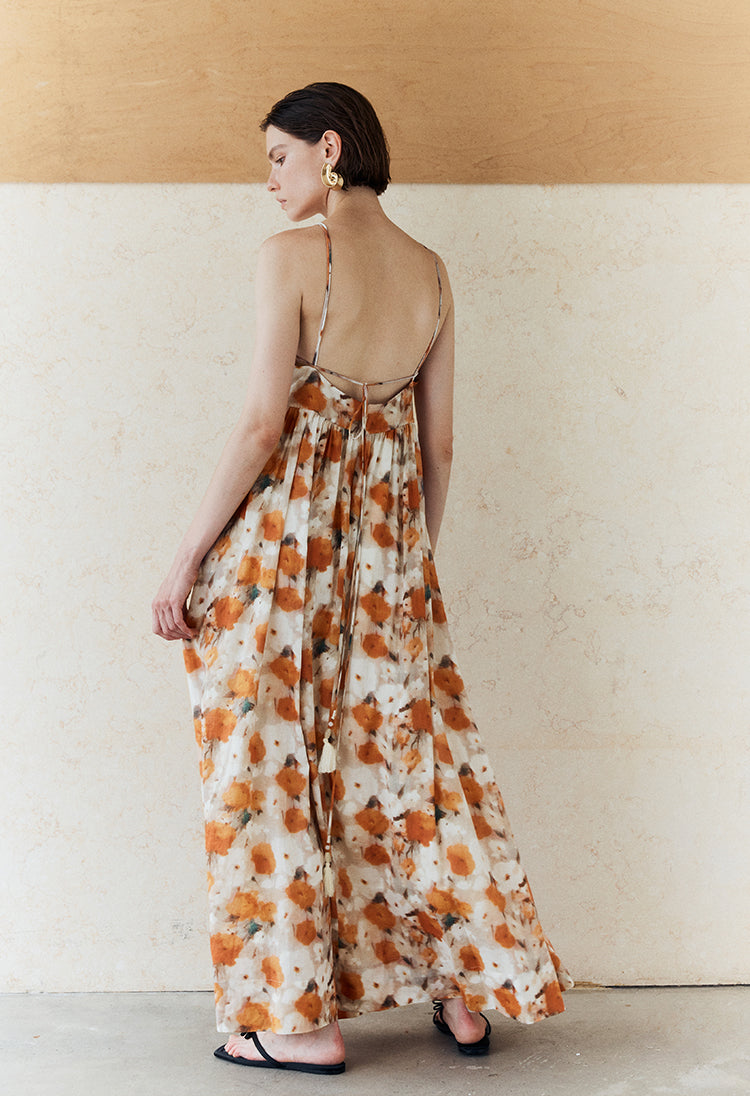 Backless Floral Cami Dress