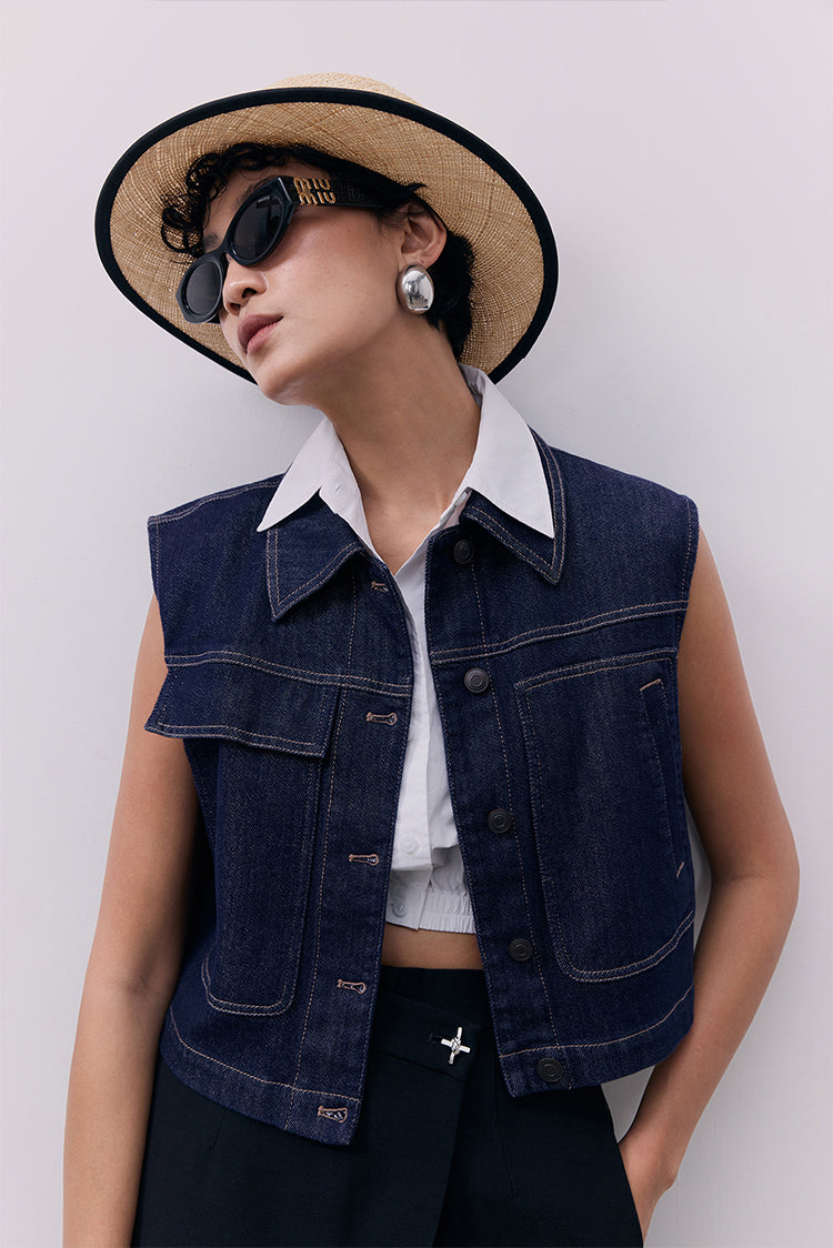 Classic Denim Button-Down Vest