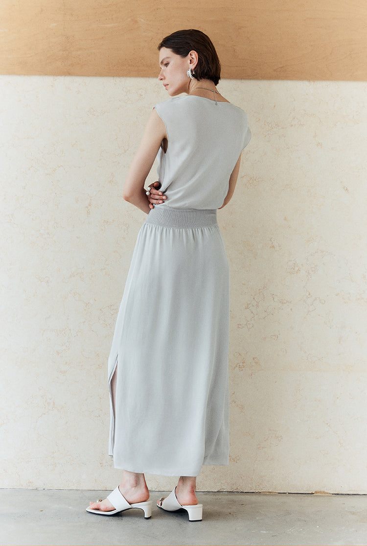 Side Slit Cowl Neck Maxi Dress