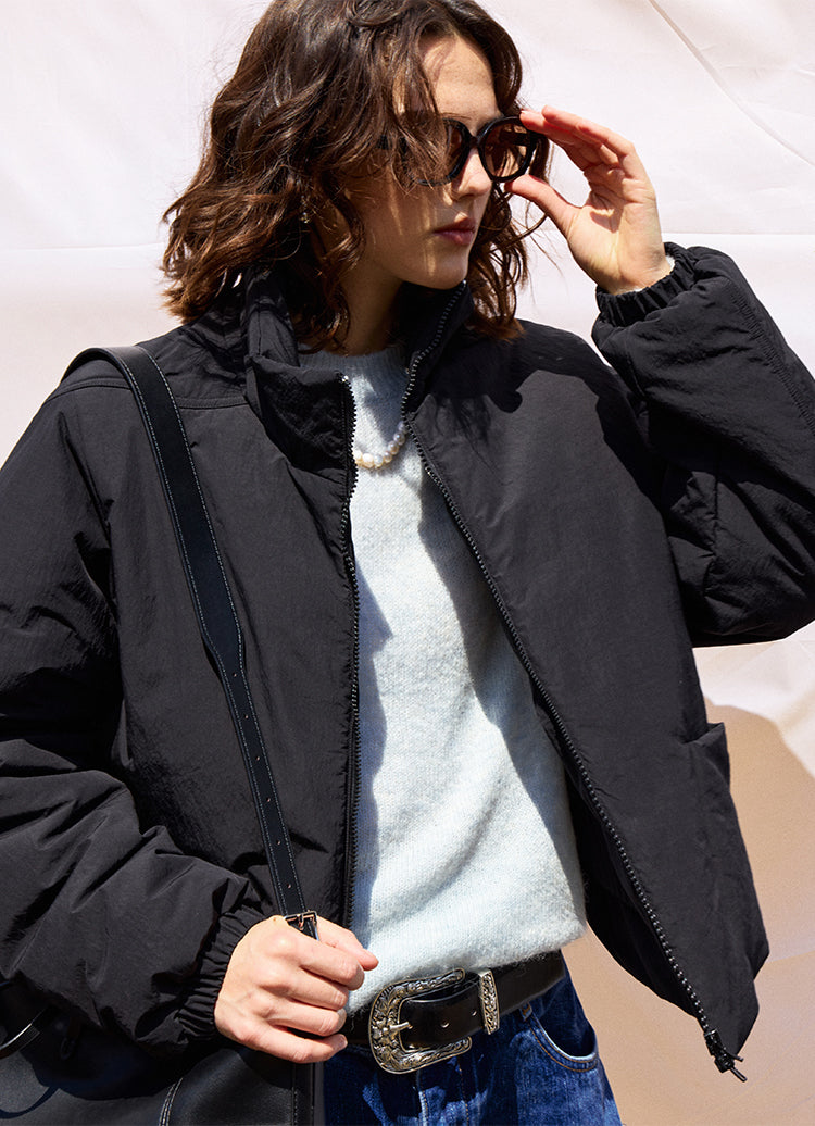 High-Neck Jacket with Front Pockets