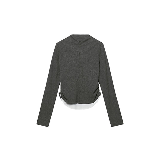 Contrast Half-Zip Layered Top