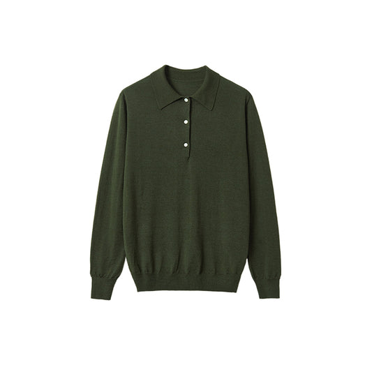 Knit Polo Button-Up Top