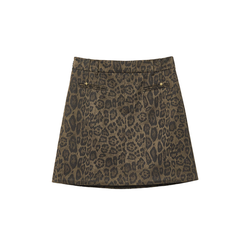 Leopard Print A-Line Mini Skirt