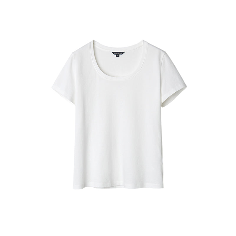 U-Neck Solid Short Sleeve T-Shirt