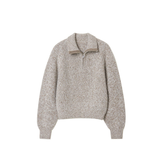 Quarter-Zip Pullover Knit Sweater