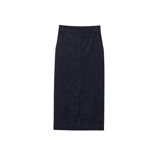 Front Slit Slim Fit Midi Skirt