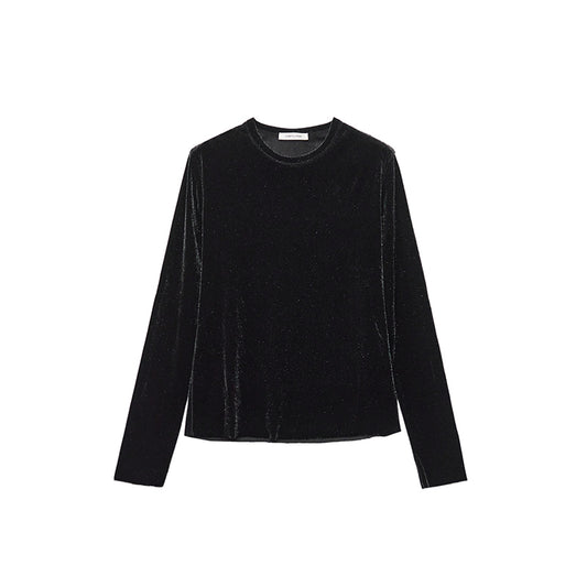 Velvet Crewneck Casual Top