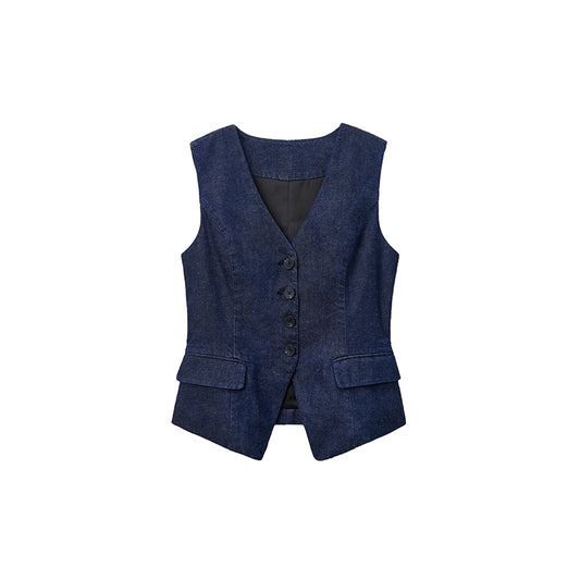 Retro Button-Up Denim Vest