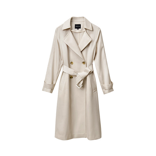 Trench Coat with Button and Belt