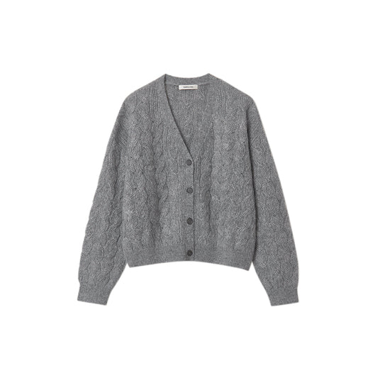 Cable Knit V-Neck Buttoned Cardigan