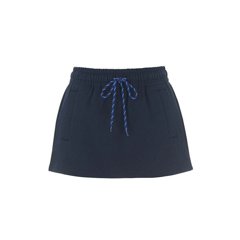 Drawstring Casual Mini Skort