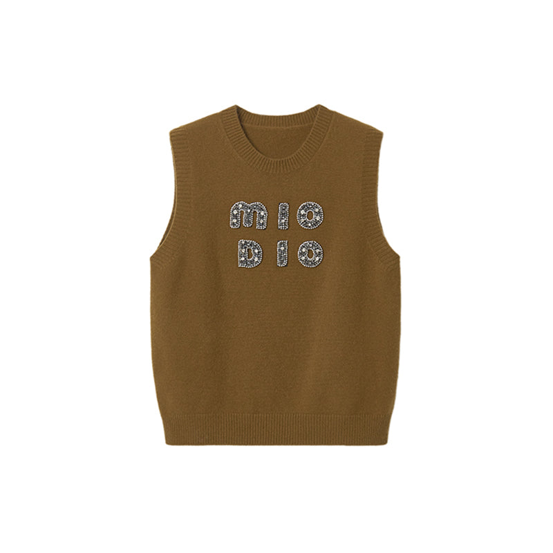 Vintage Letter Pattern Knit Vest