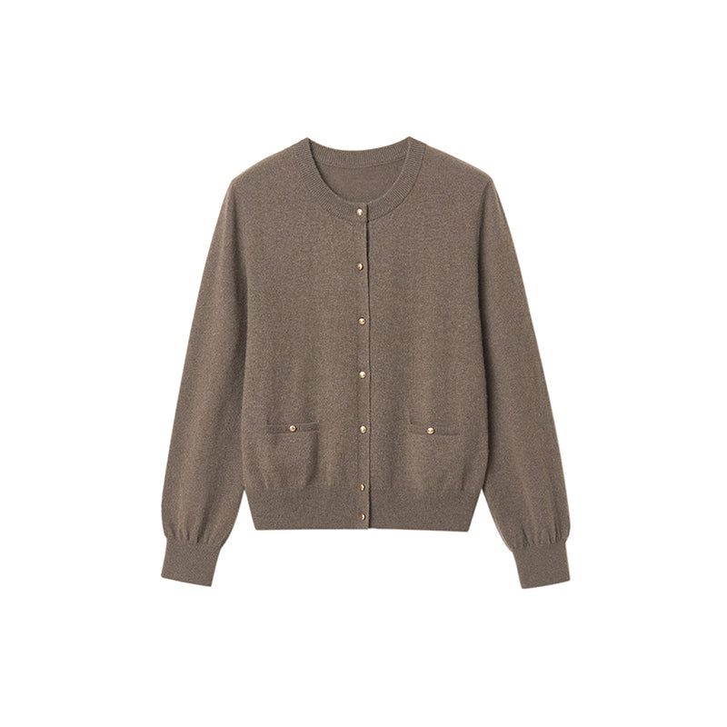 Crewneck Knit Buttoned Cardigan