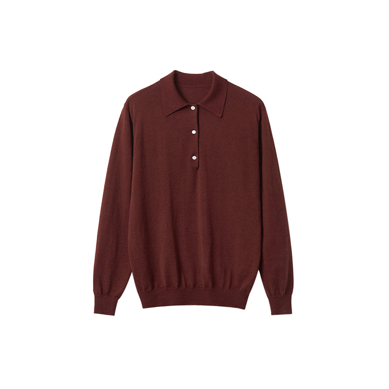 Knit Polo Button-Up Top