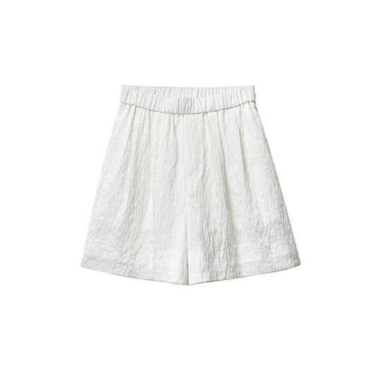 Textured Jacquard Casual Shorts