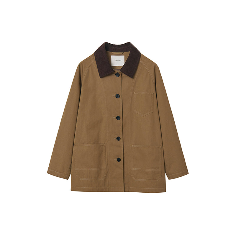 Velvet Collar Utility Jacket