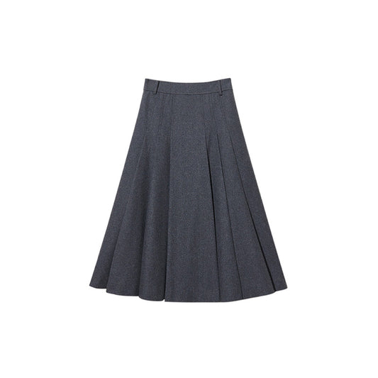 Pleated A-Line Midi Skirt