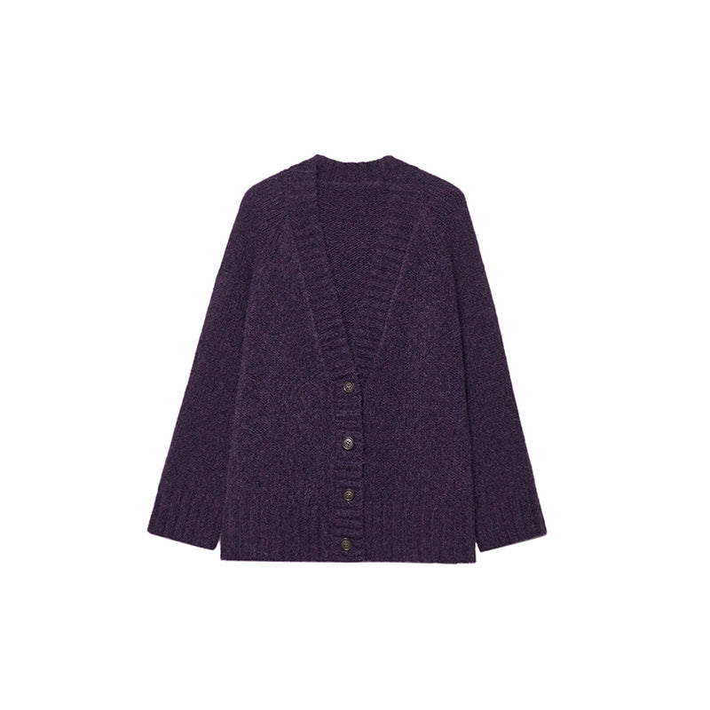 Loose Fit Button Front Knit Cardigan