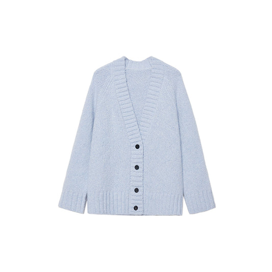 Loose Fit Button Front Knit Cardigan