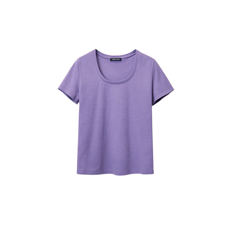 U-Neck Solid Short Sleeve T-Shirt